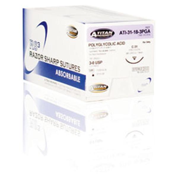RS3 Suture Polyglycolic Acid Braid 3-0 18" Absorbable C-31 Revers...