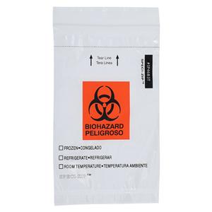 Speci-Zip Biohazard Bag 4x6" Clear Zip Closure With Symbol 2 Pock...