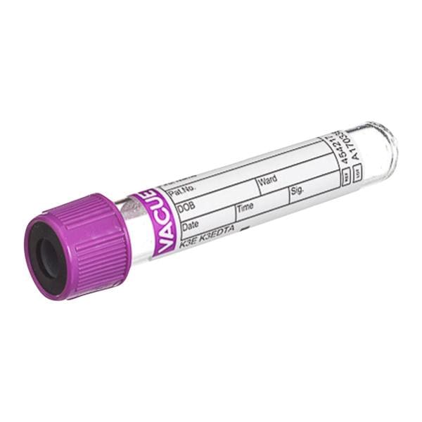 Vacuette Venous Blood Collection Tube Lavender/Black 13x75mm 3mL Plastic 50/Bx