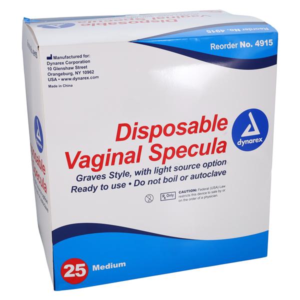 Vaginal Speculum Medium Light Option 25/Box, 4 BX/CA