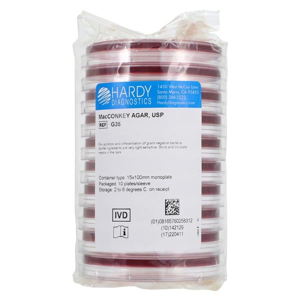 MacConkey Agar Petri Dish 15x100mm 10/Package