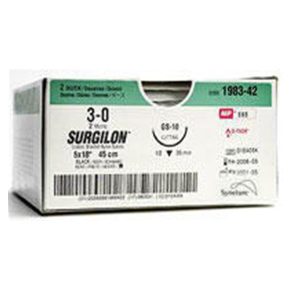 Surgilon Suture Nylon Braid 2-0 18" Non-Absorbable C-14 Reverse C...