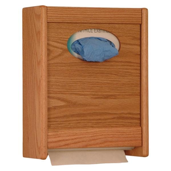 Glove/Towel Dispenser Medium Oak Wood With Waterproof Plastic Bot...
