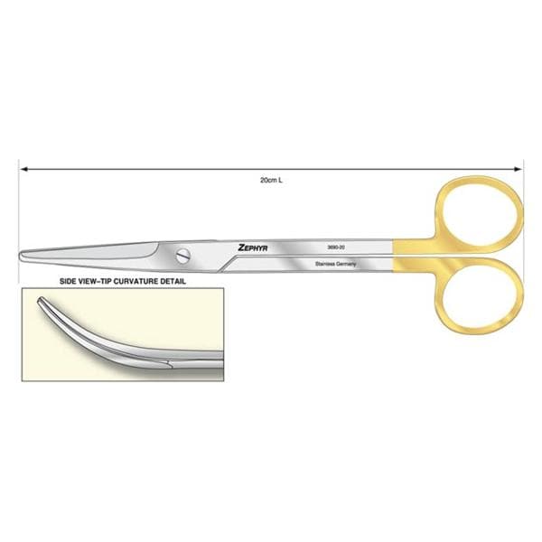 Zephyr Surgical Scissors Full Curve 9" Stainless Steel Each