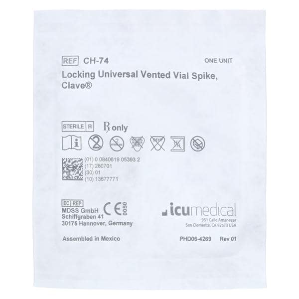 IV Access Device Needleless Protected Filter Vented Spike Clave Connector 50/Ca