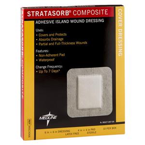 Stratasorb Composite Island Dressing 6x6" 4 Layer Adhesive Non-Adherent Abs LF