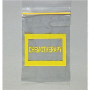 Chemotherapy Disposal Bag 2mil 6x8" Clear/Yellow Zipper Closure P...