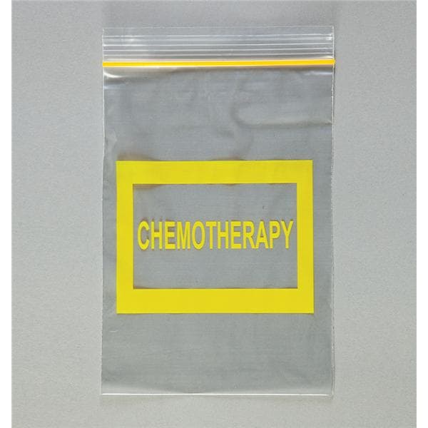 Chemotherapy Disposal Bag 2mil 6x8" Clear/Yellow Zipper Closure P...