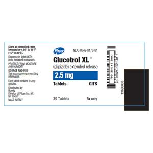 Glucotrol XL Tablets 2.5mg Bottle 30/Bottle Each