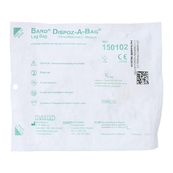 Dispoz-A-Bag Urinary Leg Bag 19oz Reusable Rubber Cap Drain Valve...