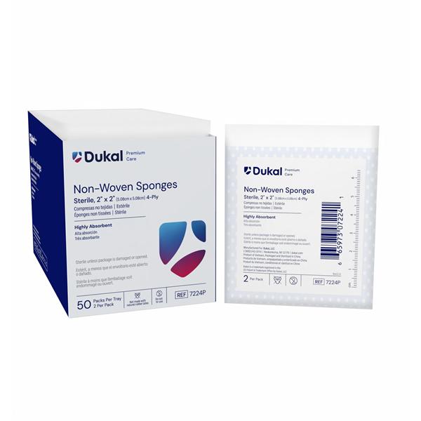 Premium Rayon/Polyester Blend Non-Woven Sponge 2x2" 4 Ply Sterile...