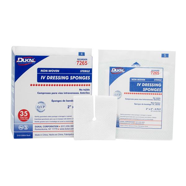Rayon/Polyester Blend IV Sponge 2x2" 6 Ply Sterile Pre-Cut Non-Woven LF, 20 BX/CA