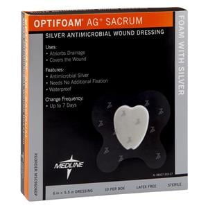 Optifoam Ag Foam Post-Op Dressing 6x5-1/2" Non-Adherent Adhesive...