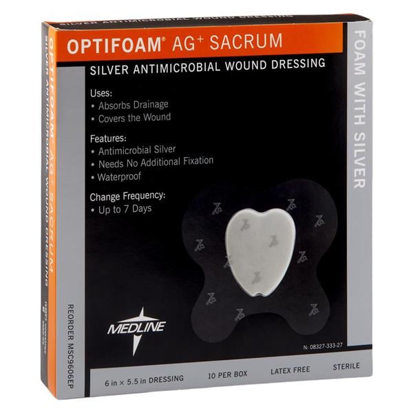 Optifoam Ag Foam Post-Op Dressing 6x5-1/2" Non-Adherent Adhesive...