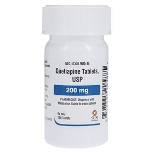 Quetiapine Fumarate Tablets 200mg Bottle 100/Bottle Each