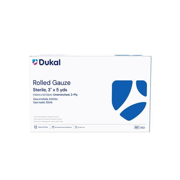 Gauze Bandage Cotton 3"x5yd 2 Ply Sterile 12/Pk
