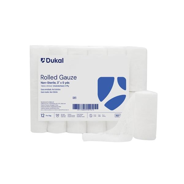 Gauze Bandage Cotton 3"x5yd 2 Ply Non-Sterile 12/Package, 8 PK/CA
