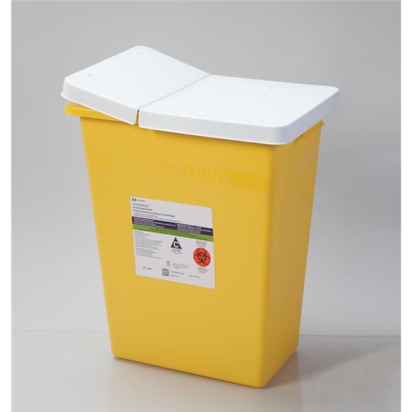 ChemoSafety Chemotherapy Sharps Container 8g Wht/Ylw 10-1/4x15x17" Ld Plypro Ea