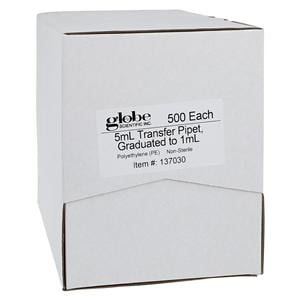 Transfer Pipet 5mL 1mL Graduations 145mm Large Bulb Non-Sterile D...