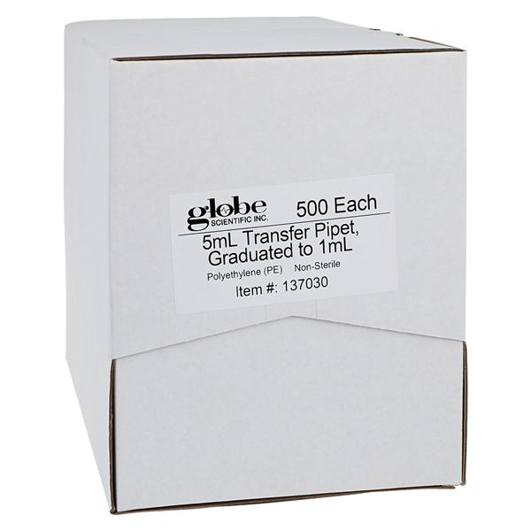 Transfer Pipet 5mL 1mL Graduations 145mm Large Bulb Non-Sterile D...