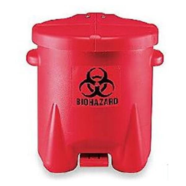 Biohazard Container 21.8x18.7x22.4" Red/Black Plastic Each