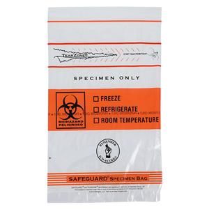 Lab Guard Specimen Transport Bag 6x9" Clear Reclosable Closure 10...