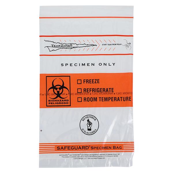 Lab Guard Specimen Transport Bag 6x9" Clear Reclosable Closure 10...