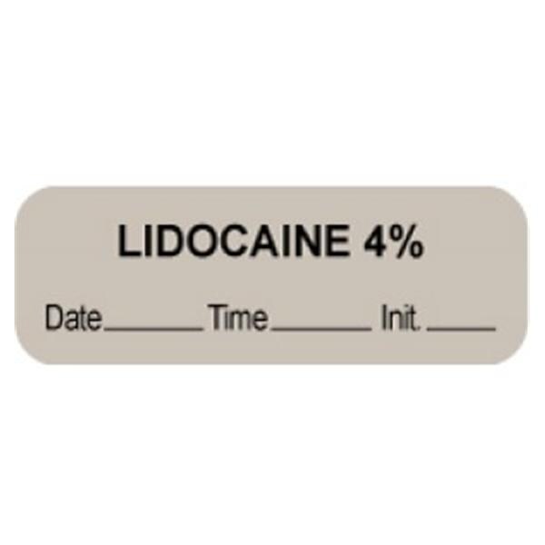 Anesthesia Label DTI Lidocaine 4% Gray 1-1/2x1/2" 1000/Rl