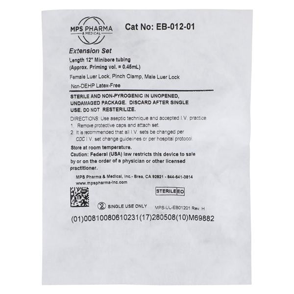 MPS IV Extension Set T-Injection Site Priming Volume 0.45mL 12" M...