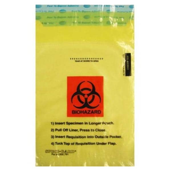Speci-Gard Transport Bag 6x10" Yellow Adhesive Closure Each