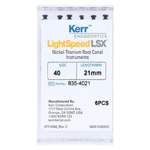 LightSpeed LSX Rotary Hand File 21 mm Size 40 Nickel Titanium Black 6/Pk