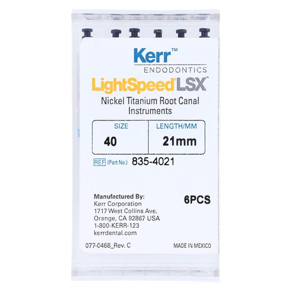 LightSpeed LSX Rotary Hand File 21 mm Size 40 Nickel Titanium Black 6/Pk