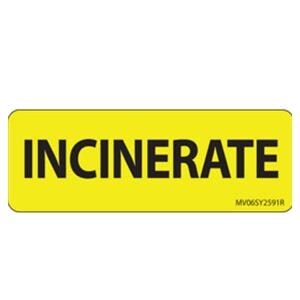Label Paper Incinerate Yellow 2-15/16x1" 1" Core 5/Bx