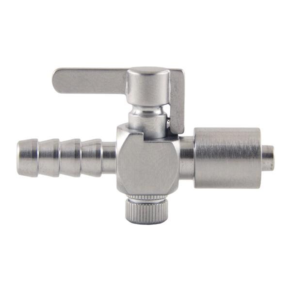 1-Way Stopcock Plated Brass Male Luer Lock 6mm Hose Ea