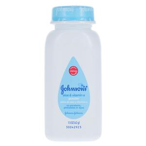 Johnson's Powder Cornstarch/Aloe/Vitamin E Bby White Disp Unsx Hyplrgnc 1.5oz/Bt, 96 BT/CA