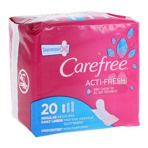 Carefree Acti-Fresh Pantiliners Regular Unscented 20/Package