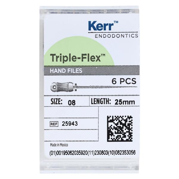 Triple Flex Files Hand Flex File 25 mm Size 8 Stainless Steel Gray 0.02 6/Bx