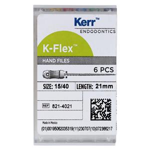 K-Flex Files Hand Flex File 21 mm Size 15-40 Stainless Steel Assorted 0.02 6/Bx