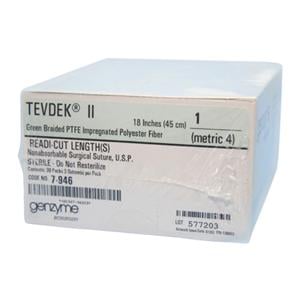 Deknetal Tevdek II Suture Nylon Braid 1 3x18" Non-Absorbable PTFE...