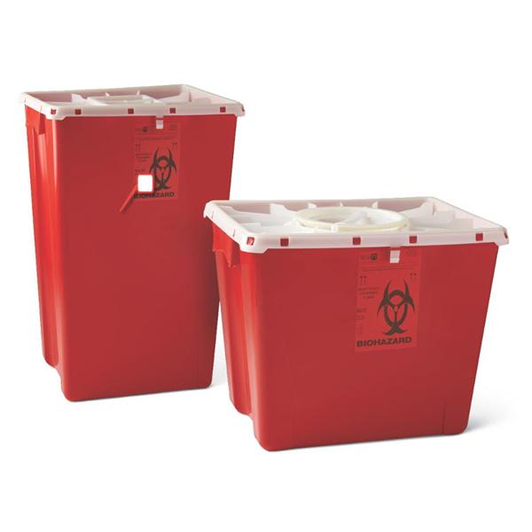 Sharps Container 8gal Red/Clear 17.75x15.5x11" Gasket Lid Horizon...