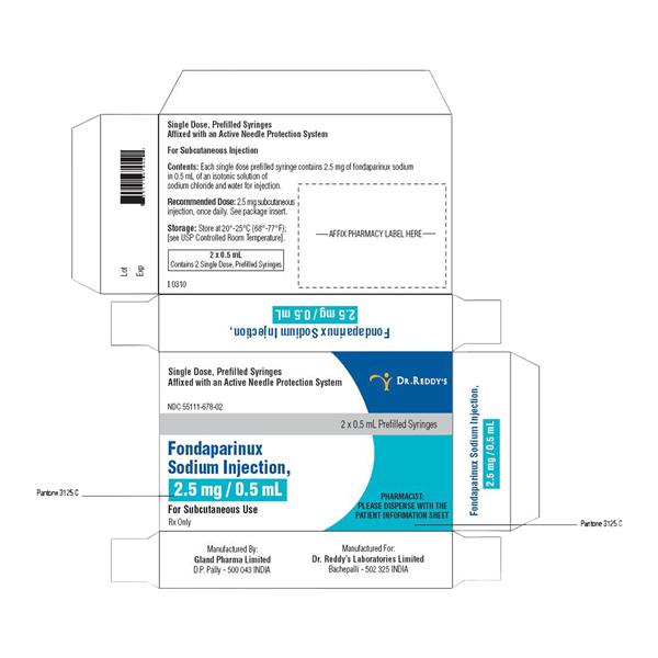 Fondaparinux Sodium Injection 2.5mg Prefilled Syringe 0.5mL 2/Package