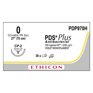 PDS Plus Suture 0 1x27" Triclosan, Polydioxanone Monofilament CP-2 Violet 36/Bx