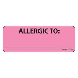 Label Allergic To Flourescent Pink 2-15/16x1" 333/Rl