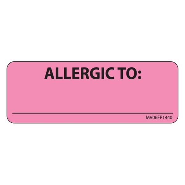 Label Allergic To Flourescent Pink 2-15/16x1" 333/Rl