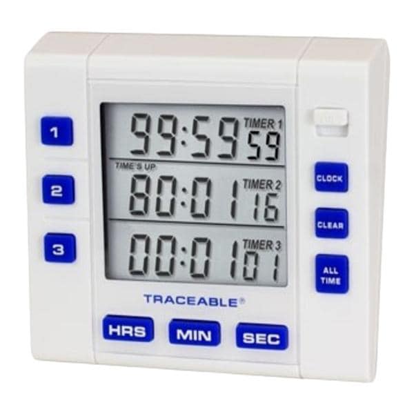 Traceable 3-Channel Timer 3-1/4x3x1" ABS Plastic 99 Hours, 59 Min...