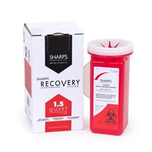 Sharps Disposal Container 1.5qt Red 4-1/2x4-1/2x8-5/8" Tethered C...