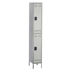 Storage Locker 2 Tier Steel Padlock Handle Two-Tone Gray Ea