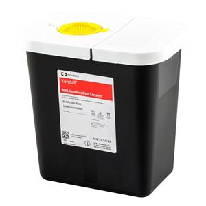 RCRA Hazardous Waste Container 2g Blk/Wht 7.25x10.5x10" Hng Ld Snp Lck Plypro Ea