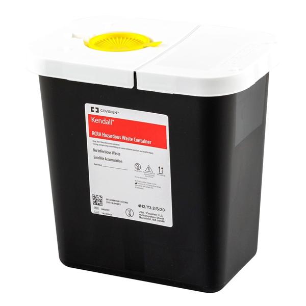 RCRA Hazardous Waste Container 2g Blk/Wht 7.25x10.5x10" Hng Ld Snp Lck Plypro Ea