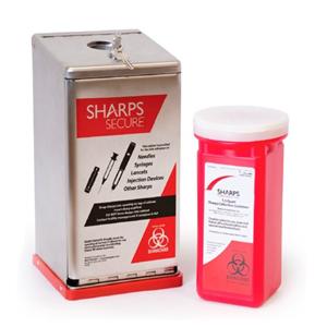 Sharps Container 1.5qt Red 4-1/2x4-1/2x8-6/10" Metal/Plastic Each